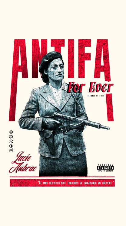 design brutaliste résistance française Lucie Aubrac WWII antifascisme PTN DE T-SHIRT