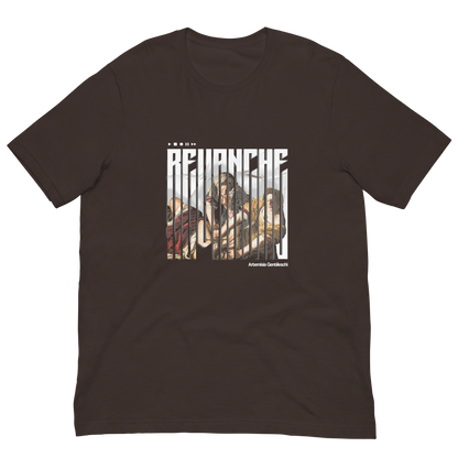 T-shirt revanche marron Revenge recto-Inspiré du tableau d'Artemisia Gentileschi – Streetwear baroque brutaliste histoire féministe – Artwork Renaissance moderne – Designed by G-mag – PTN* de t-shirt mockup