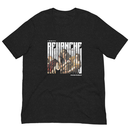 T-shirt noir heather Revenge recto-Inspiré du tableau d'Artemisia Gentileschi – Streetwear baroque brutaliste histoire féministe – Artwork Renaissance moderne – Designed by G-mag – PTN* de t-shirt