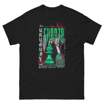 T-shirt unisexe noir FUERZA GREEN - design graphique streetwear Uruguay Mujica vue de face - PTN* DE T-SHIRT by G-MAJ