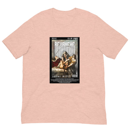 Mockup du t-shirt REVANCHE pêche avec imprimé graphique, vue de face sur fond blanc