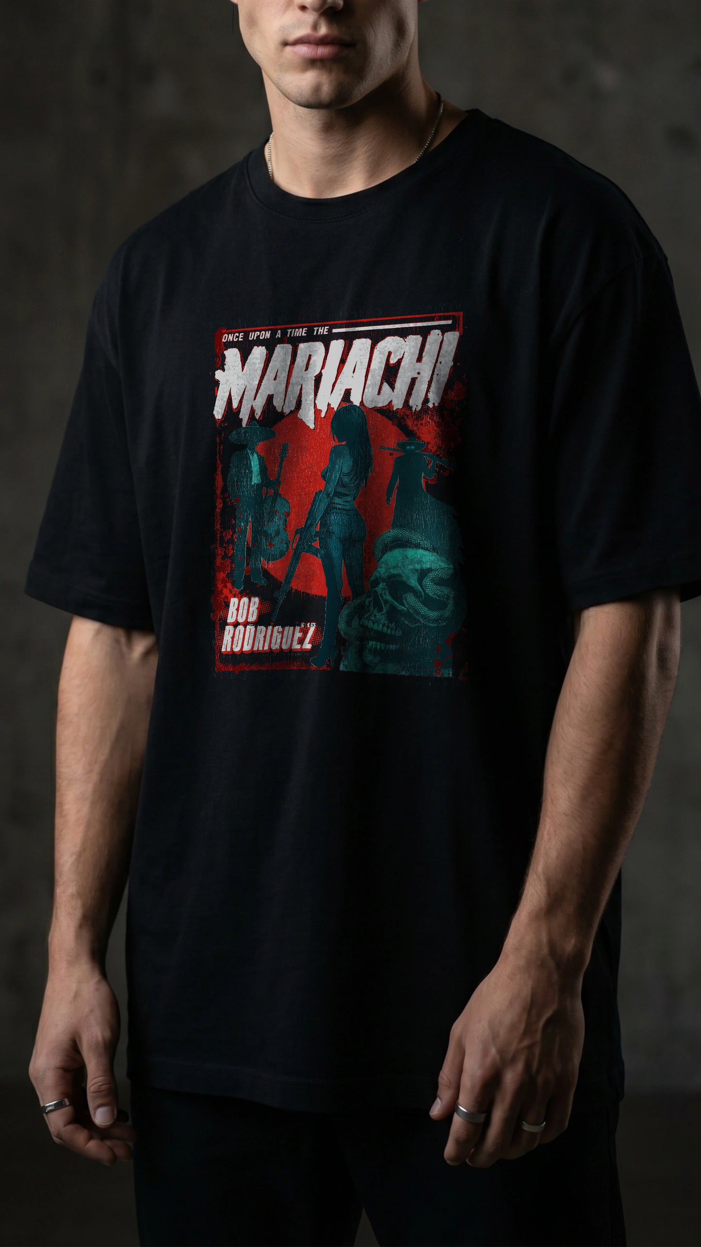 Visuel style CINEMA mexicain t-shirt noir oversize